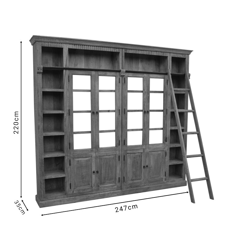 Library Librardy Inart antique brown solid mango wood 247x35x220cm