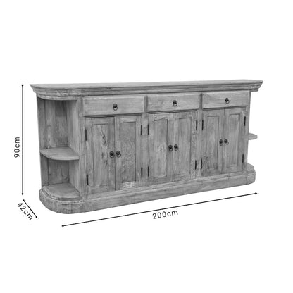 Buffet Freklian Inart natural solid mango wood 200x42x90cm