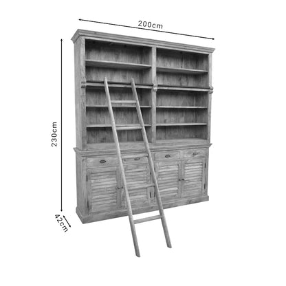 Library Bookie Inart antique white solid mango wood 200x42x230cm