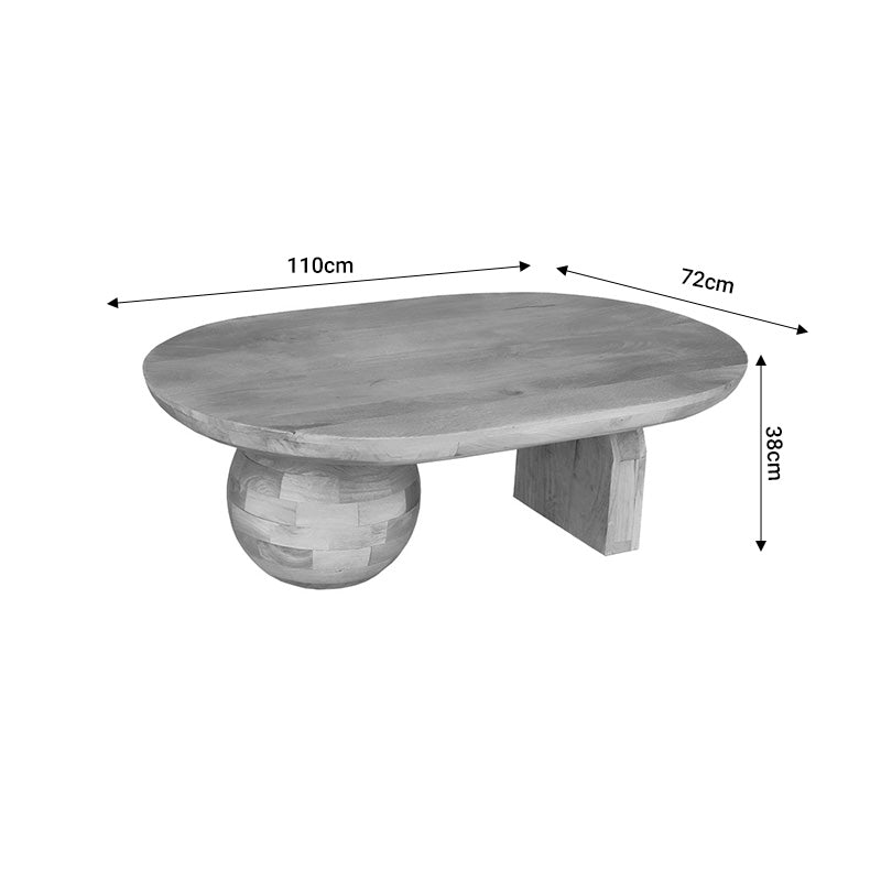 Kane Inart coffee table solid acacia wood in natural color 110x72x38cm