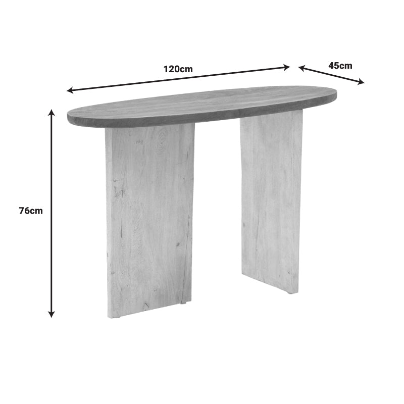 Console Spline Inart white wash-natural solid acacia wood 120x45x76cm