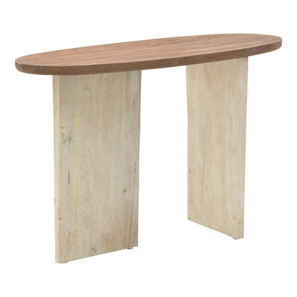 Console Spline Inart white wash-natural solid acacia wood 120x45x76cm