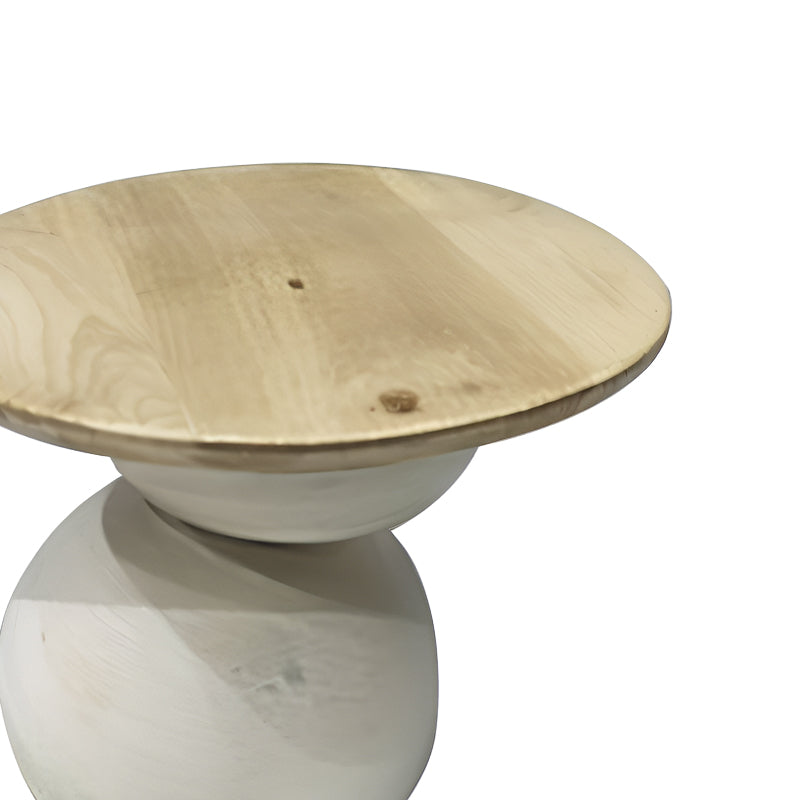 Side table Sedra Inart solid mango wood in white wash color D38x44cm
