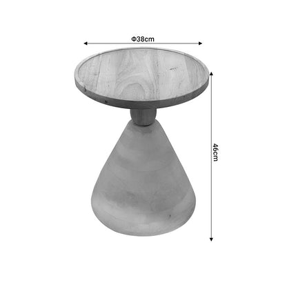 Side table Spello Inart solid mango wood in white wash color D38x46cm