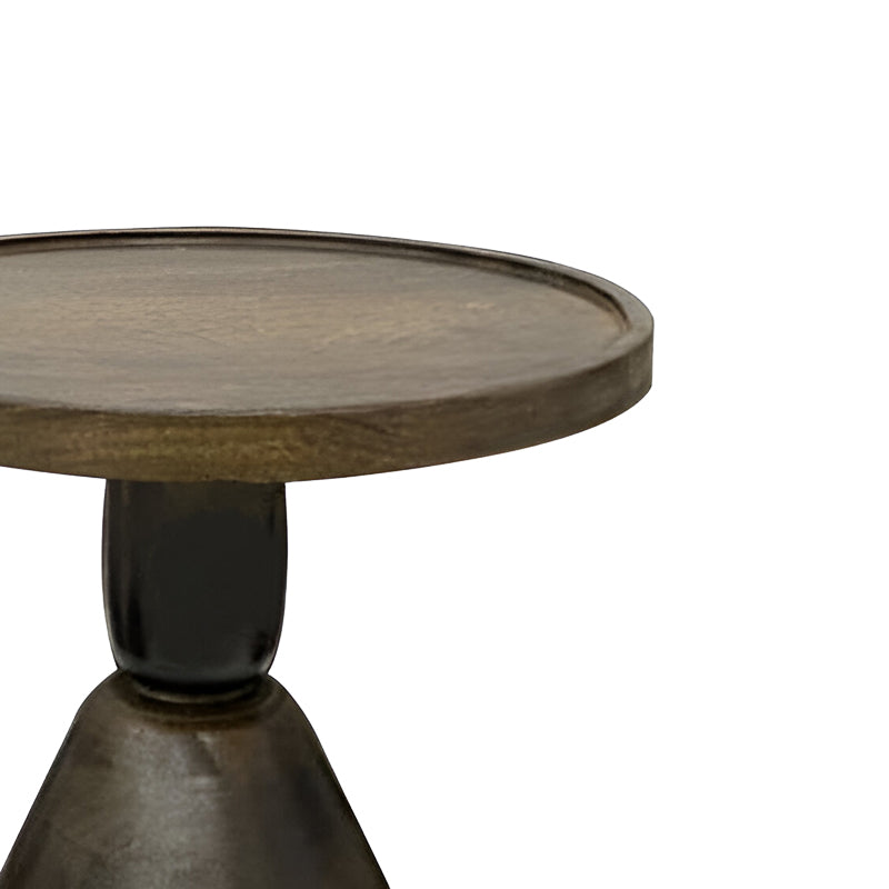 Spello Inart side table solid mango wood in walnut color D38x46cm