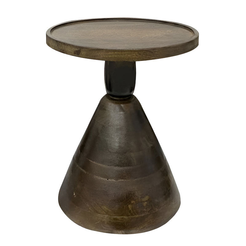 Spello Inart side table solid mango wood in walnut color D38x46cm