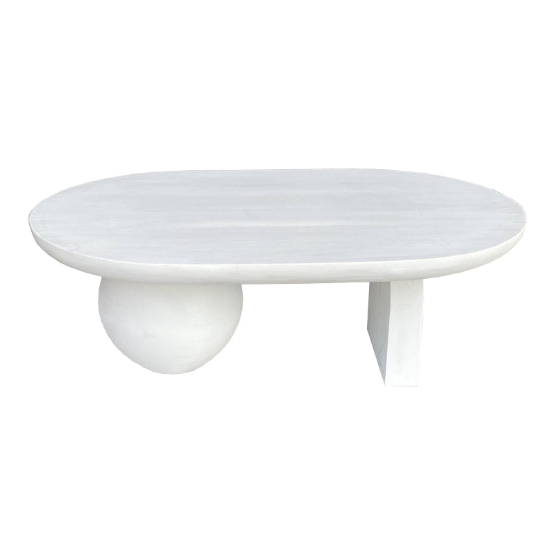 Kane Inart coffee table solid acacia wood in white color 110x72x38cm