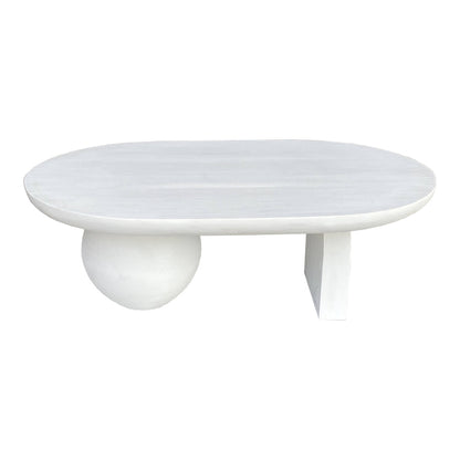Kane Inart coffee table solid acacia wood in white color 110x72x38cm