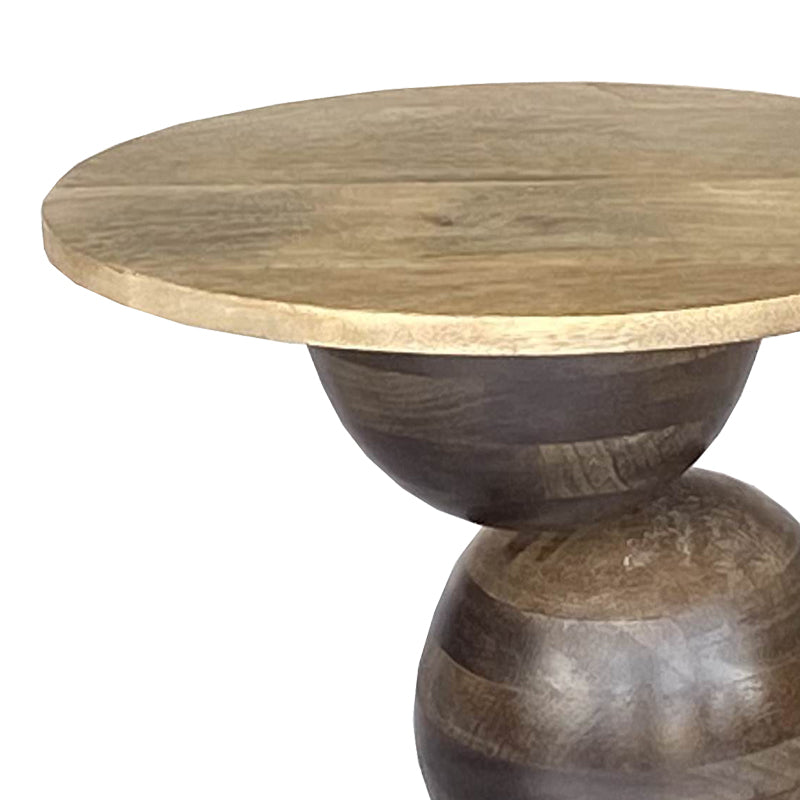 Side table Sedra Inart solid mango wood in brown color D38x44cm