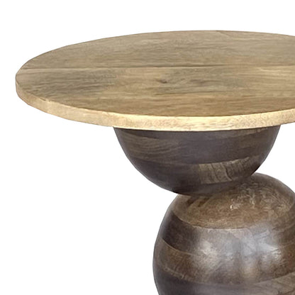 Side table Sedra Inart solid mango wood in brown color D38x44cm