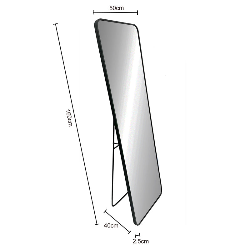 Floor mirror Jayrens aluminum in silver-black 50x40x160cm