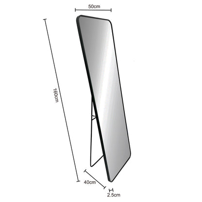 Floor mirror Jayrens aluminum in silver-black 50x40x160cm