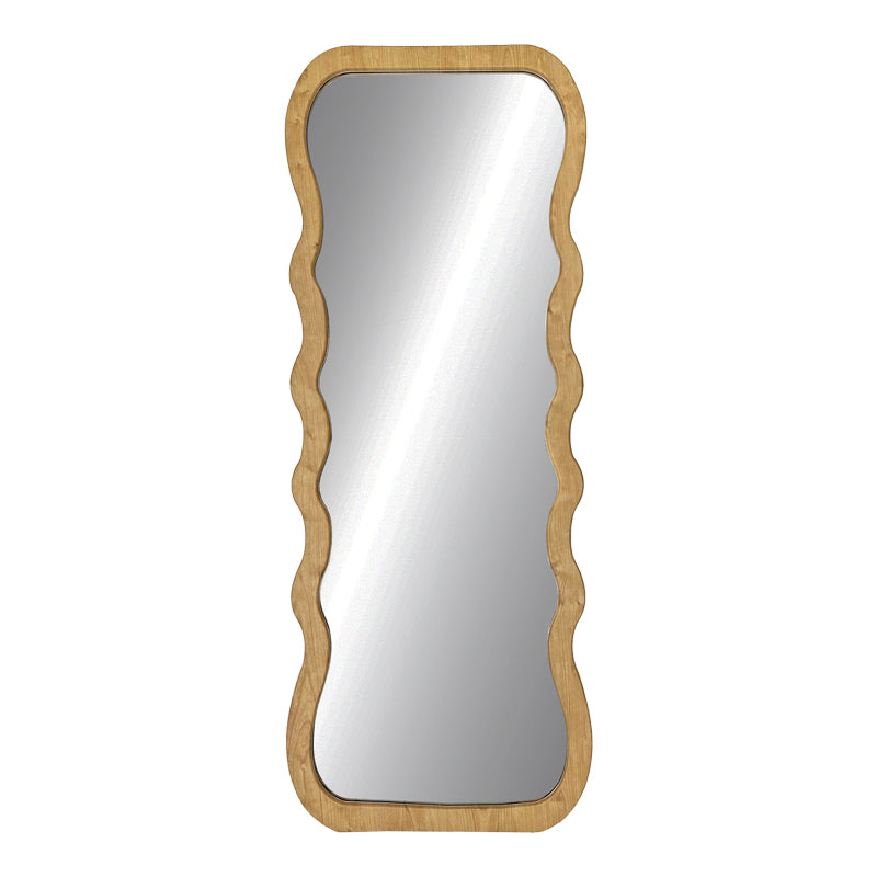 Zerbon wall mounted mdf mirror in natural color 60x1.5x155cm