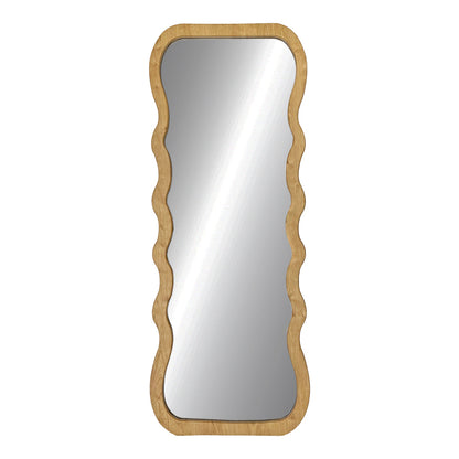 Zerbon wall mounted mdf mirror in natural color 60x1.5x155cm