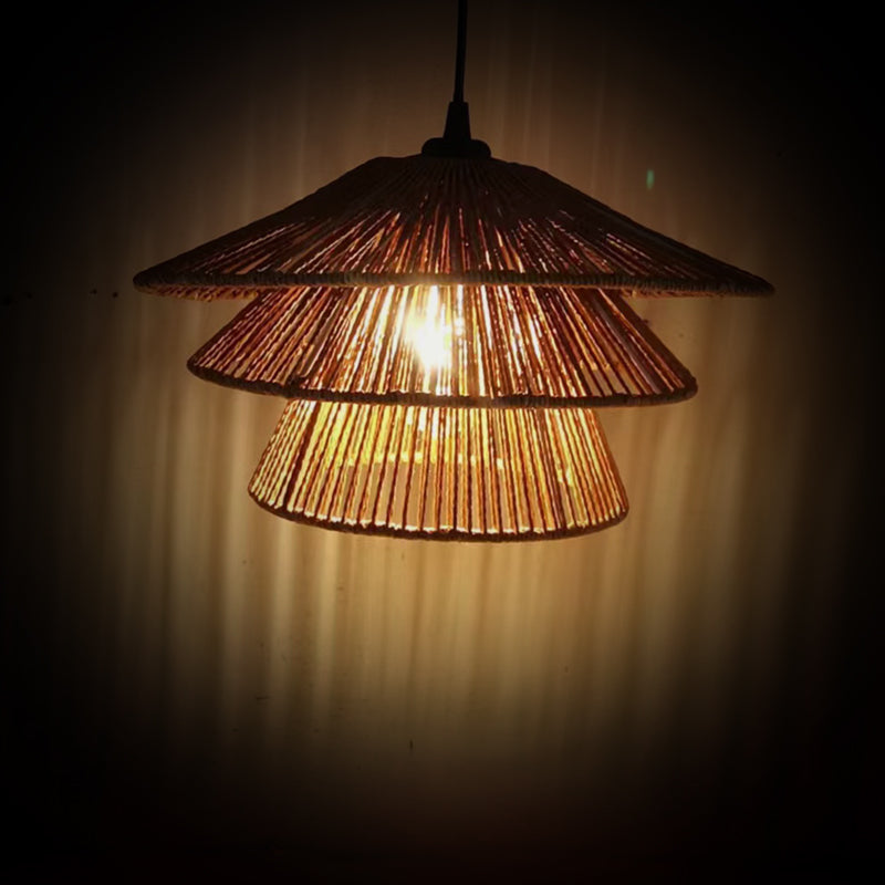 Ceiling light Oakim Inart E27 brown paper rope D35.5χ170cm