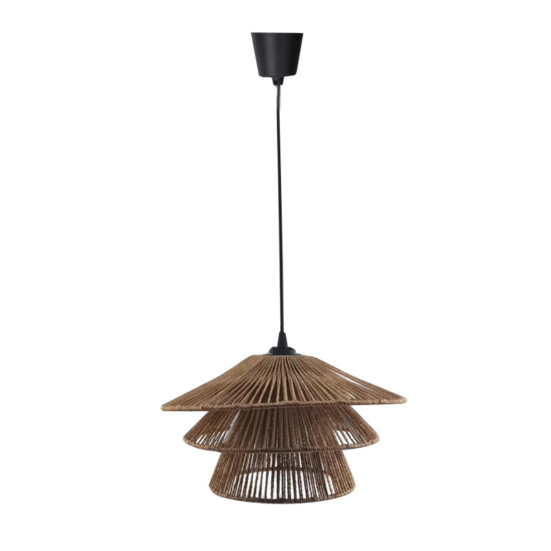 Ceiling light Oakim Inart E27 brown paper rope D35.5χ170cm