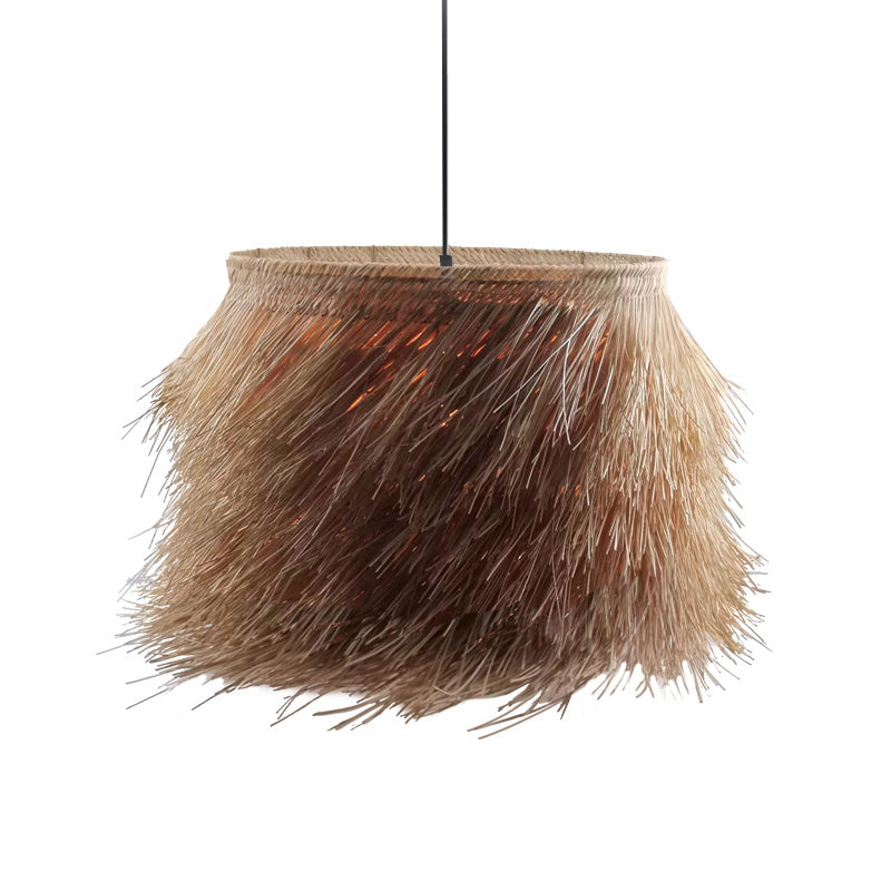 Ceiling light Hairy Inart E27 rattan in natural color D70χ188cm