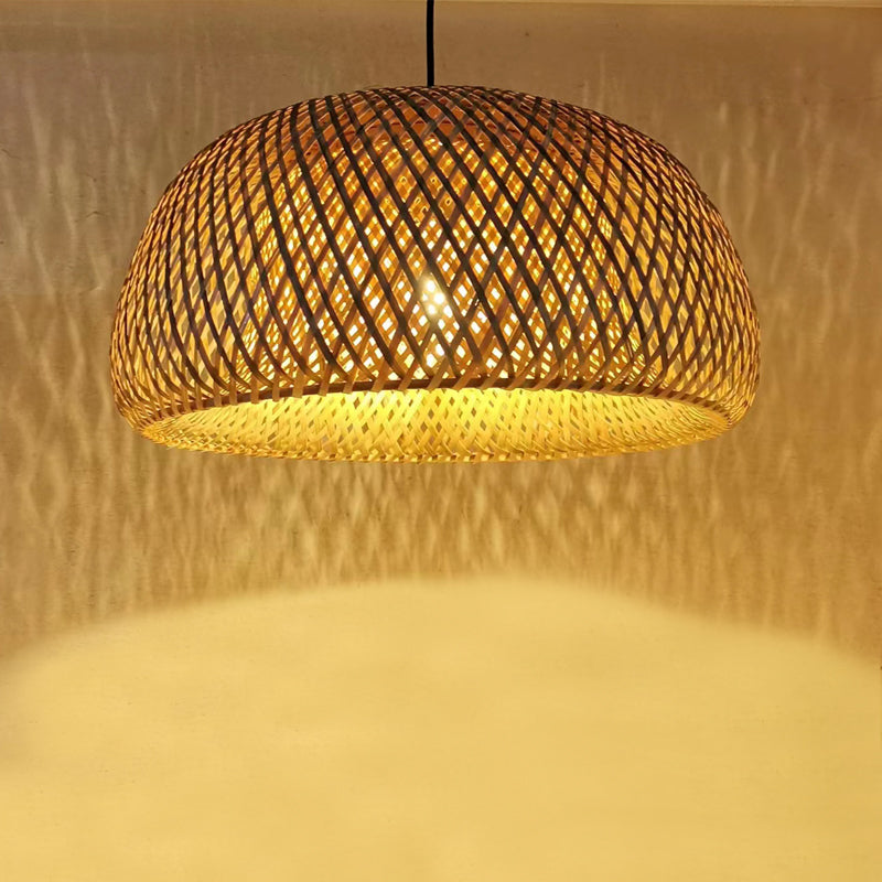 Ceiling light Karlo Inart E27 natural bamboo D45x170cm