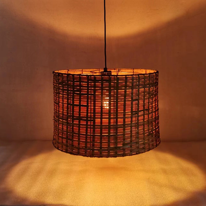 Ceiling light Siwel Inart E27 bamboo in brown color D40χ27cm