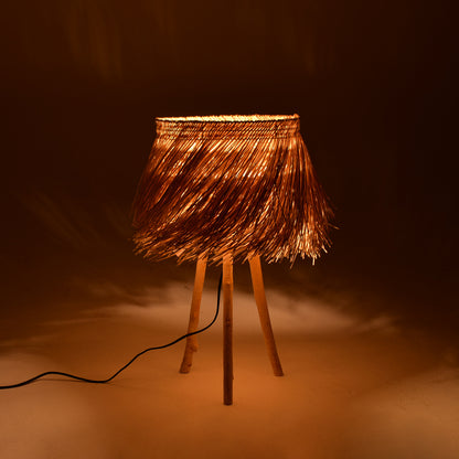 Table lamp Herfo Inart E27 rattan in natural color D45χ58.8cm