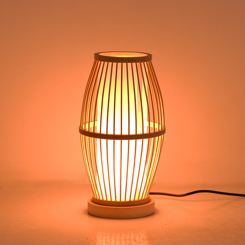 Table lamp Werek Inart E27 bamboo in natural color D18χ33cm