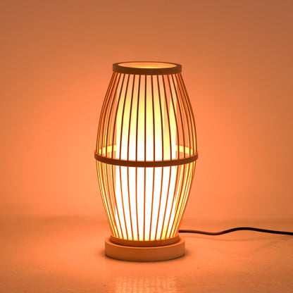 Table lamp Werek Inart E27 bamboo in natural color D18χ33cm