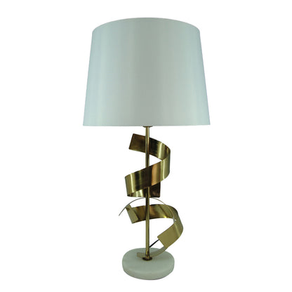 Table lamp Lighted Inart E27 gold metal-white fabric D35x70cm