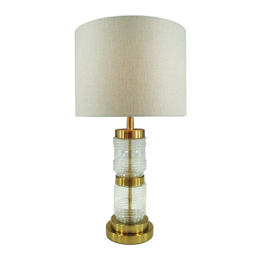 Table lamp Wenxie Inart E27 gold metal-marble-beige fabric D32x53cm