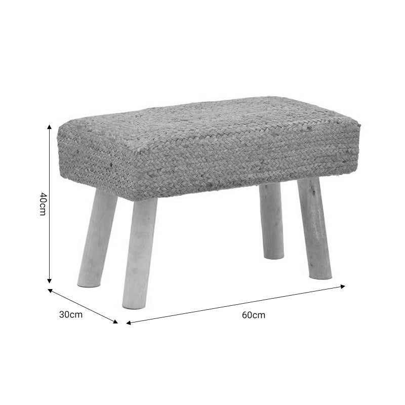 Stool Iolion Inart natural wood-jute 60x30x40cm