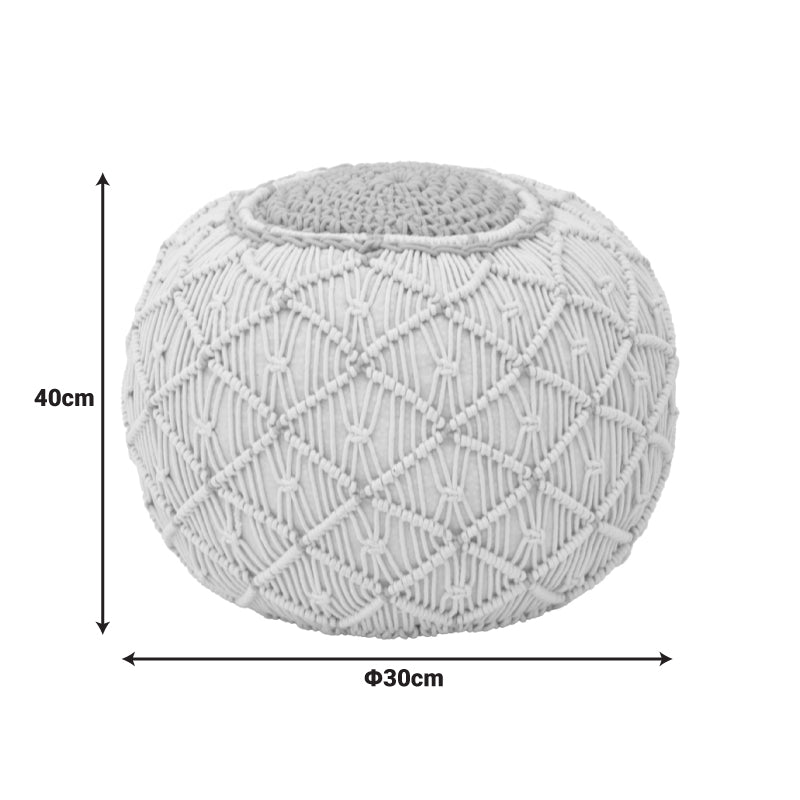 Boha Inart jute stool-pouf in yellow and white shade D40x30cm