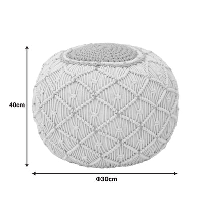 Boha Inart jute stool-pouf in yellow and white shade D40x30cm