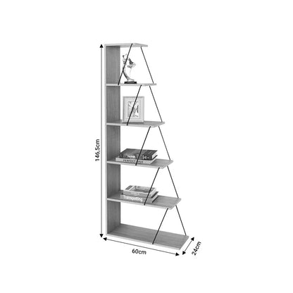 Bookcase Tars pakoworld grey-black 60x24x146.5cm