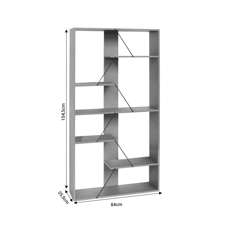 Bookcase Tars pakoworld grey-black 84x25.5x154.5cm