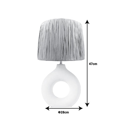 Table lamp Holi Inart E27 white-natural ceramic-metal D28x47cm