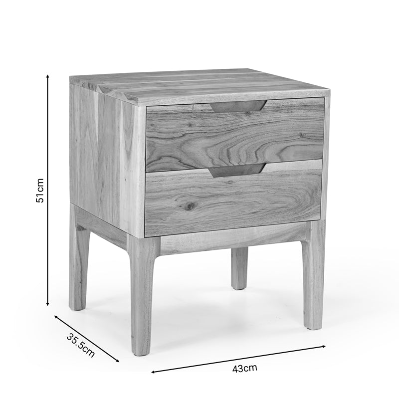 Snooze Inart bedside table solid acacia wood 43x35.5x51cm