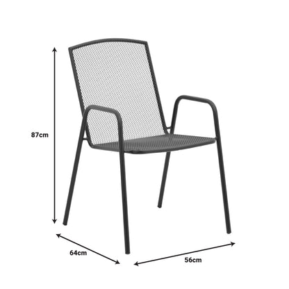 Armchair Pomedon pakoworld stackable black metal 56x64x87cm