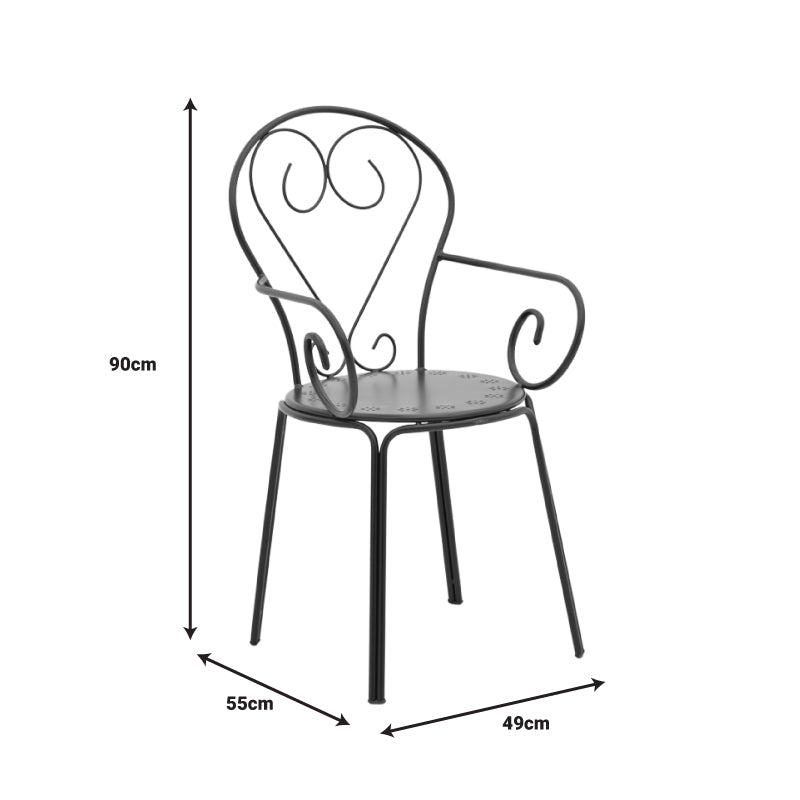 Monasty pakoworld stackable armchair black metal 49x55x90cm