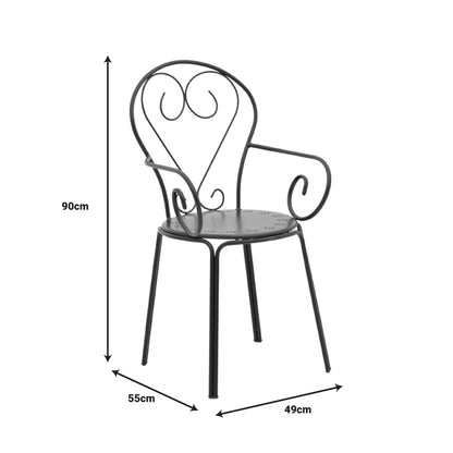 Monasty pakoworld stackable armchair black metal 49x55x90cm