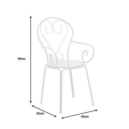 Monasty pakoworld stackable armchair white metal 49x55x90cm