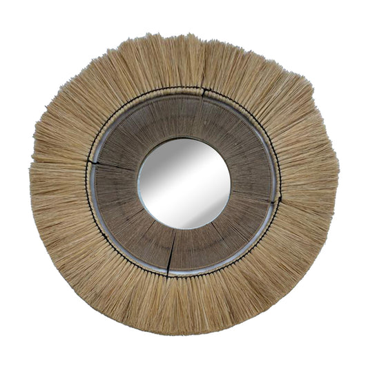 Mirror Krava Inart natural grass D77x3cm