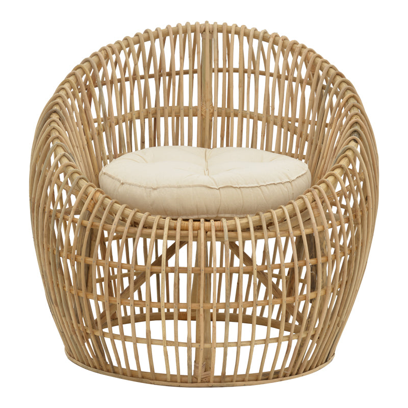 Armchair Boria Inart natural cane with cushion 70x72x74cm