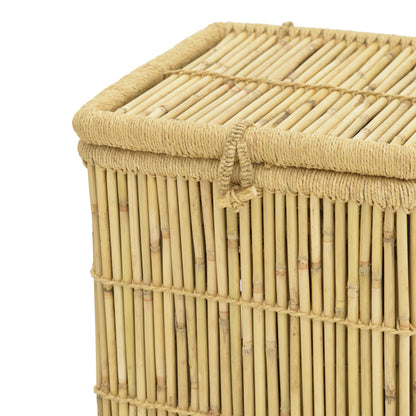 Laundry basket Dremia Inart 2 pieces set natural bamboo