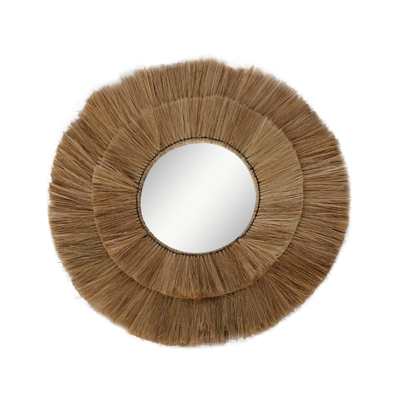 Mirror Lopo Inart natural grass D100x4cm