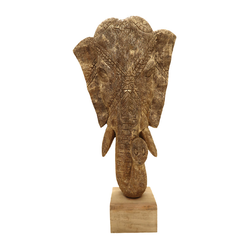 Table decoration elephant Zap Inart gold mango wood 31x13x61cm