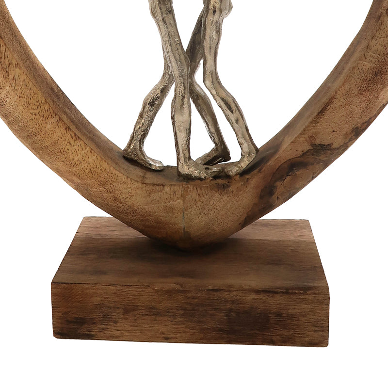 Table decoration heart Vrame Inart natural mango wood-aluminum 32x9x35cm