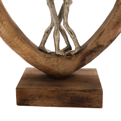 Table decoration heart Vrame Inart natural mango wood-aluminum 32x9x35cm