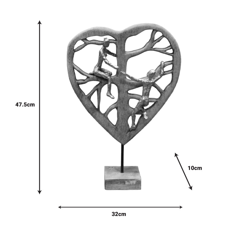 Table decoration heart Smarle Inart natural mango wood-aluminum 32x10x47.5cm