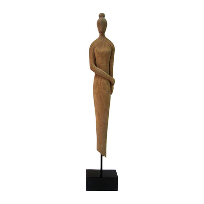 Table decoration figure Rezina I Inart natural mango wood-metal 14x8x71cm