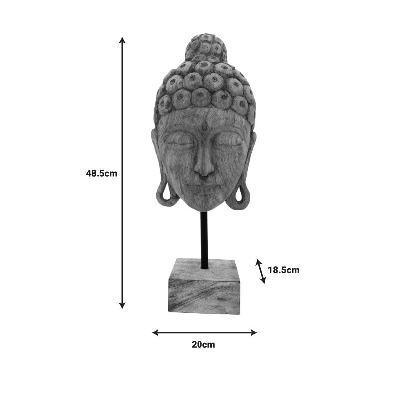 Table decoration buddha Mask Inart natural mango wood-iron 20x18.5x48.5cm