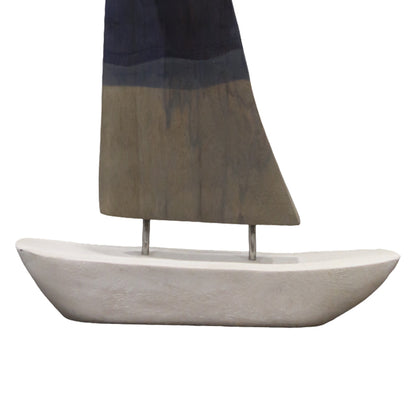 Table decoration ship Elize Inart white-grey-blue mango wood-iron 30.5x5x48.5cm